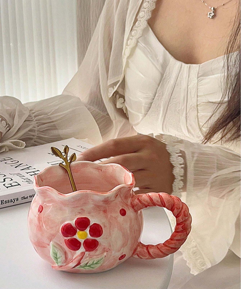 Xícara de Cerâmica Design Flor Elegante