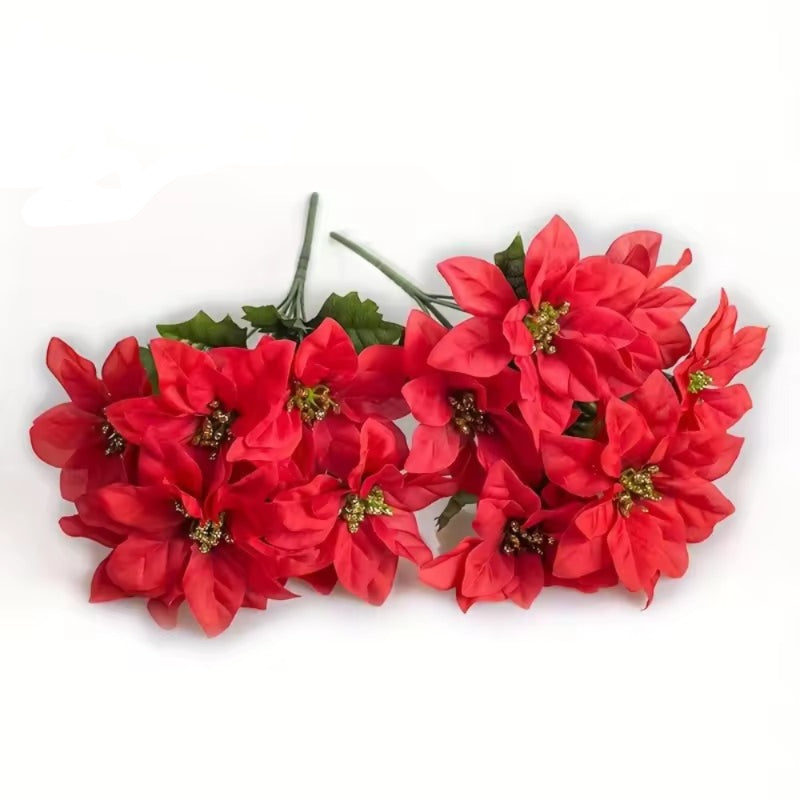 🌺 Flores Artificiais Vermelhas de Natal – Poinsettia Decorativa para Sala e Varanda | Izara Flores