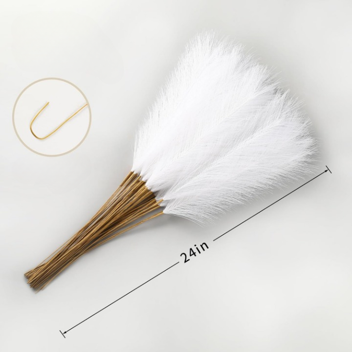 Capim dos Pampas Artificial Branco Premium – Kit com 30 Hastes | Decoração Boho Sofisticada