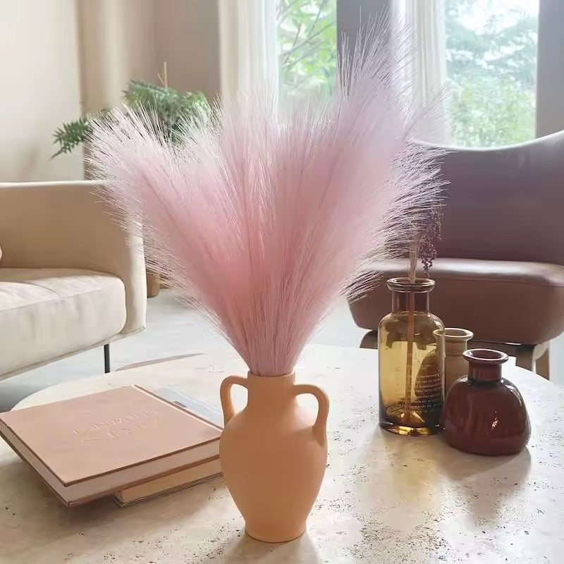 Capim dos Pampas Artificial Rosa – Kit com 3 Hastes