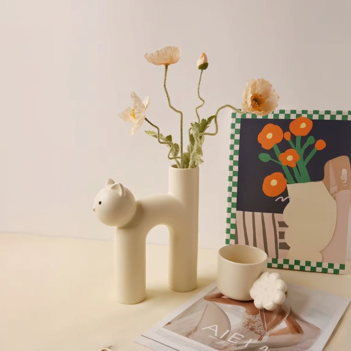 Vaso Cerâmica Gato – Elegância no Olhar