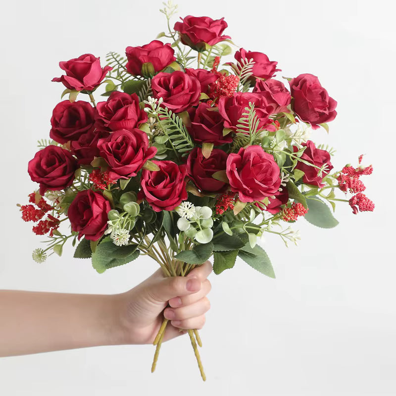 Flores Artificiais Rosas Vermelhas Elegance