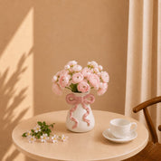 Flores artificiais realistas rosa pó em vaso decorativo — buquê de rosas artificiais camélias com toque natural para decoração de sala e quarto