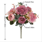 Buquê de Flores Artificiais Retrô – Rosas, Hortênsias e Peônias