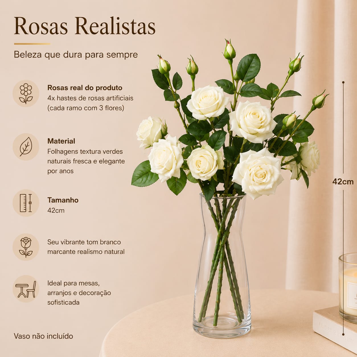 Buquê Floral Ivory Premium para Sala e Decoração