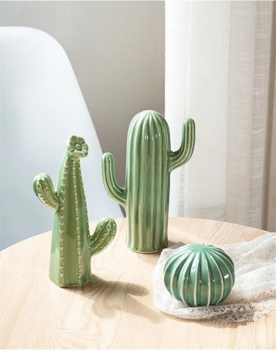 Conjunto 3 Cactos Artísticos em Cerâmica