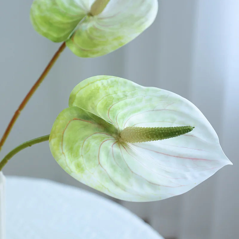 Flores Artificiais Anthurium – 6 Peças com folhagem natural