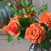 Rosas Artificiais Vintage Laranja Pôr do Sol Izara