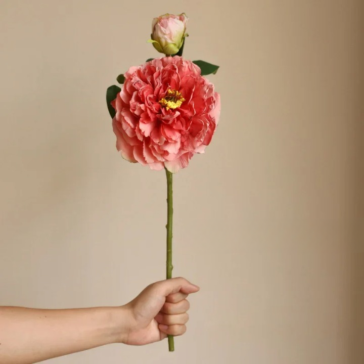 Peônias Artificiais Rosa Premium – 6 Hastes com Toque Natural