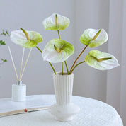 Flores Artificiais Anthurium – 6 Peças com folhagem natural