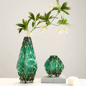 Vaso de vidro geométrico corte borda dourada dispositivo arranjo flor arte decoração ornamentos casa