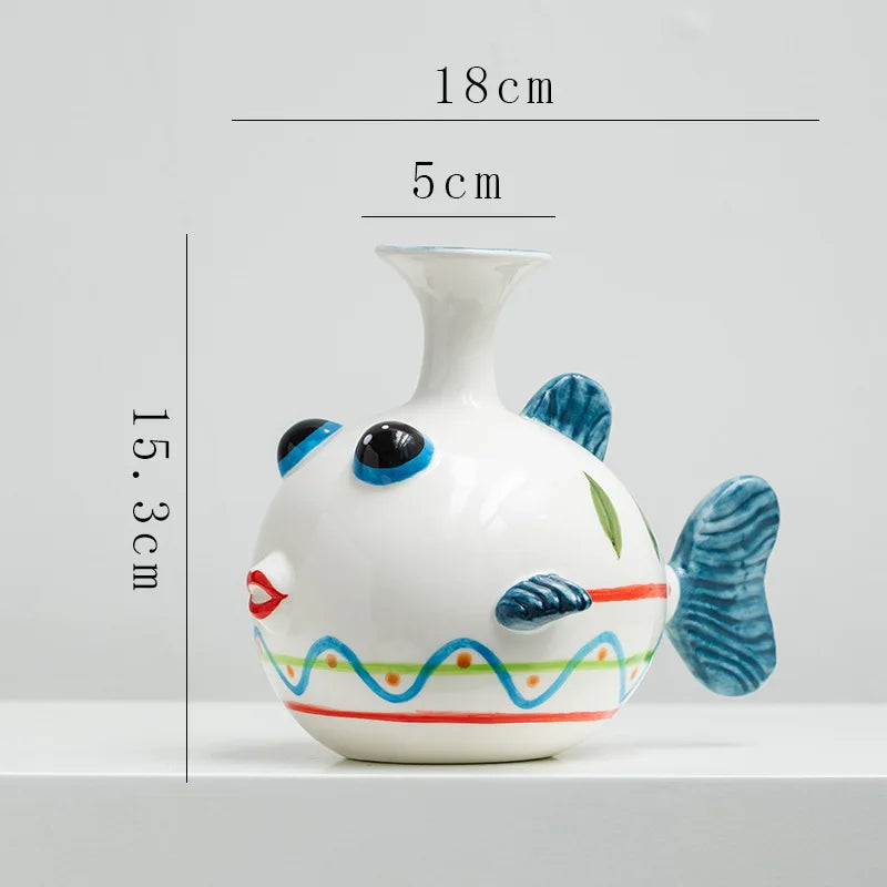 Vaso de Cerâmica Escultórico – Design Peixe Artístico