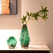 Vaso de vidro geométrico corte borda dourada dispositivo arranjo flor arte decoração ornamentos casa