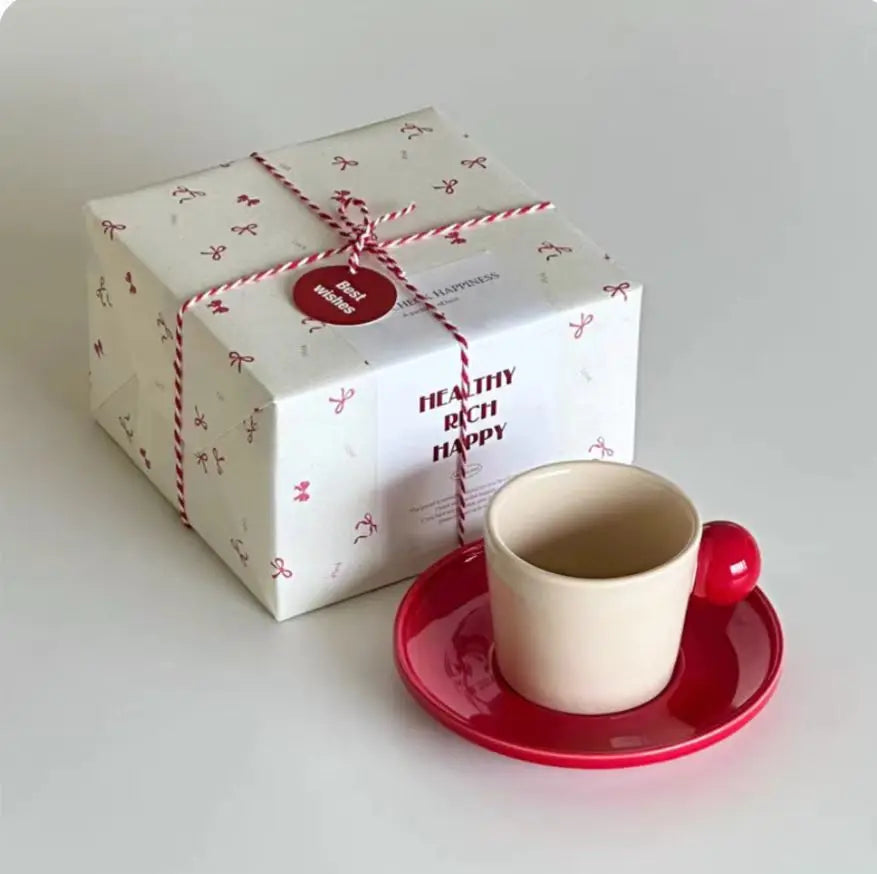  Xícara de Cerâmica Design Vermelho Minimalista