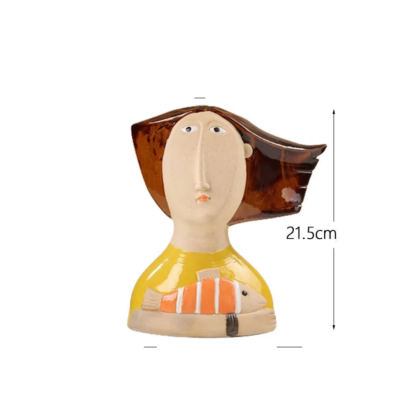 Vaso Cerâmica Mulher Camponesa 