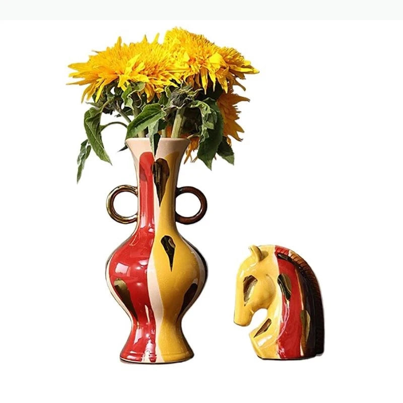 Vaso Decorativo para Sala em Cerâmica Artística | Vaso Escultura Íris IzaraFlores
