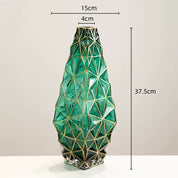 Vaso de vidro geométrico corte borda dourada dispositivo arranjo flor arte decoração ornamentos casa