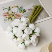 Rosas Artificiais By Angélica – Peônia Branca Imperial 27 Cabeças