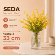 Flores Artificiais Acácia 5 Hastes | Toque Natural e Elegância Suave