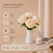 Peônias Artificiais Brancas Premium – Buquê com 5 Hastes