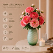 Peônias Artificiais Rosa Premium – 6 Hastes com Toque Natural