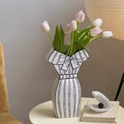 Vasos de ceramica escultural Vestis Imperia pintado à mão decoração sofisticada