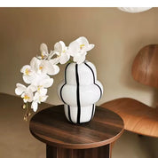 Vasos de vidro artístico retrô listrado para sala de estar