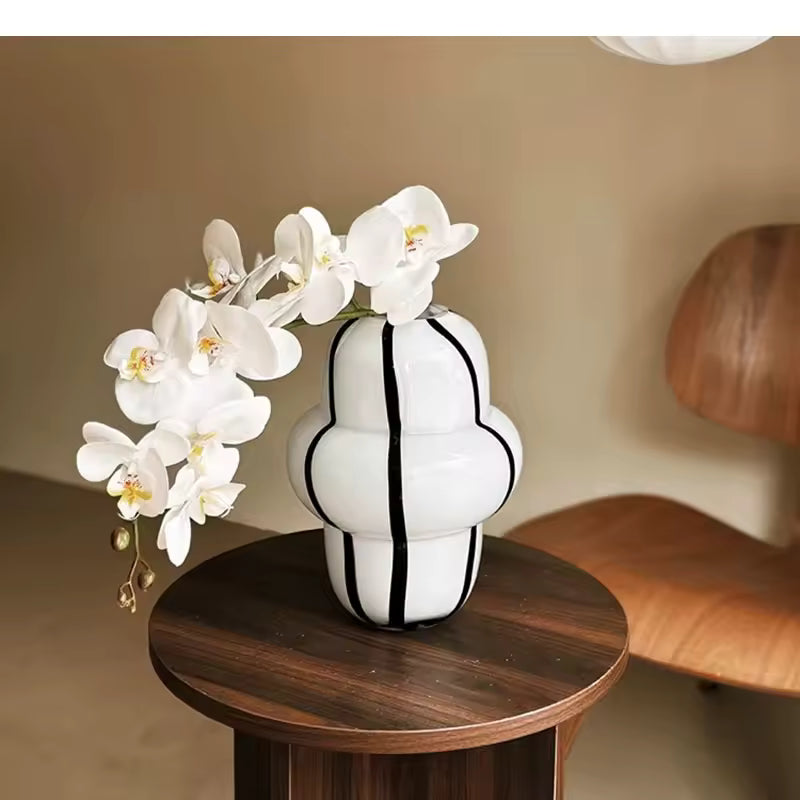 Vasos de vidro artístico retrô listrado para sala de estar