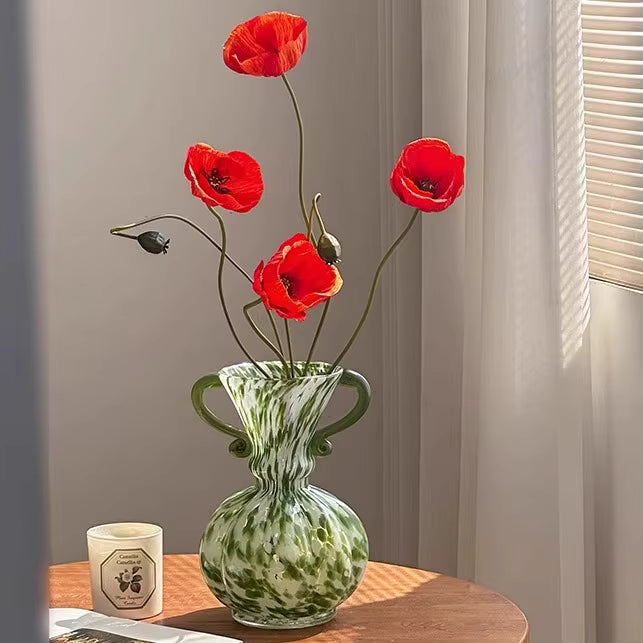 Vasos de vidro grande artesanal francês retrô de luxo