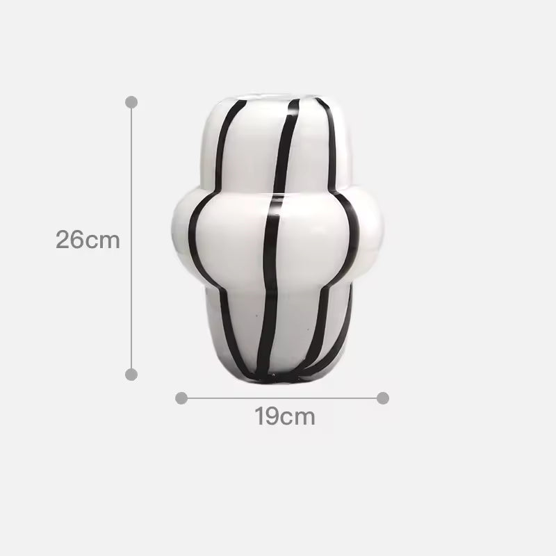 Vasos de vidro grande decorativo com design retrô listrado