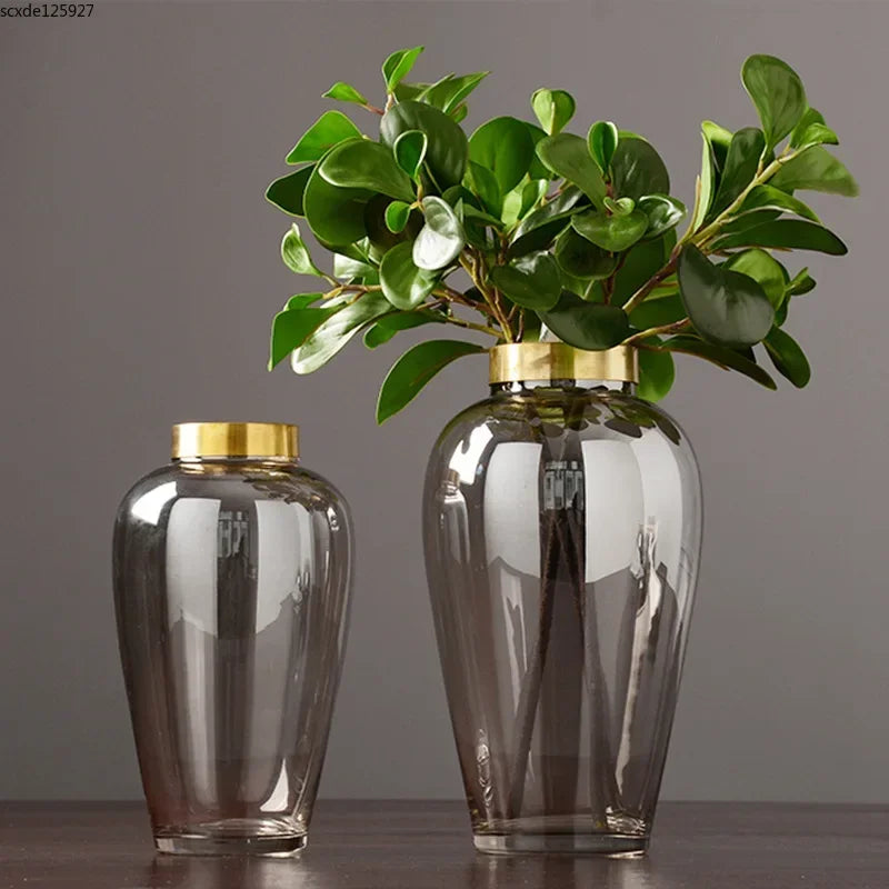 Vasos de vidro grande Orbe Elegance com base metálica